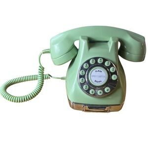 Vintage Polyconcept Metro Push Button Telephone Memo Drawer Mint Green Untested